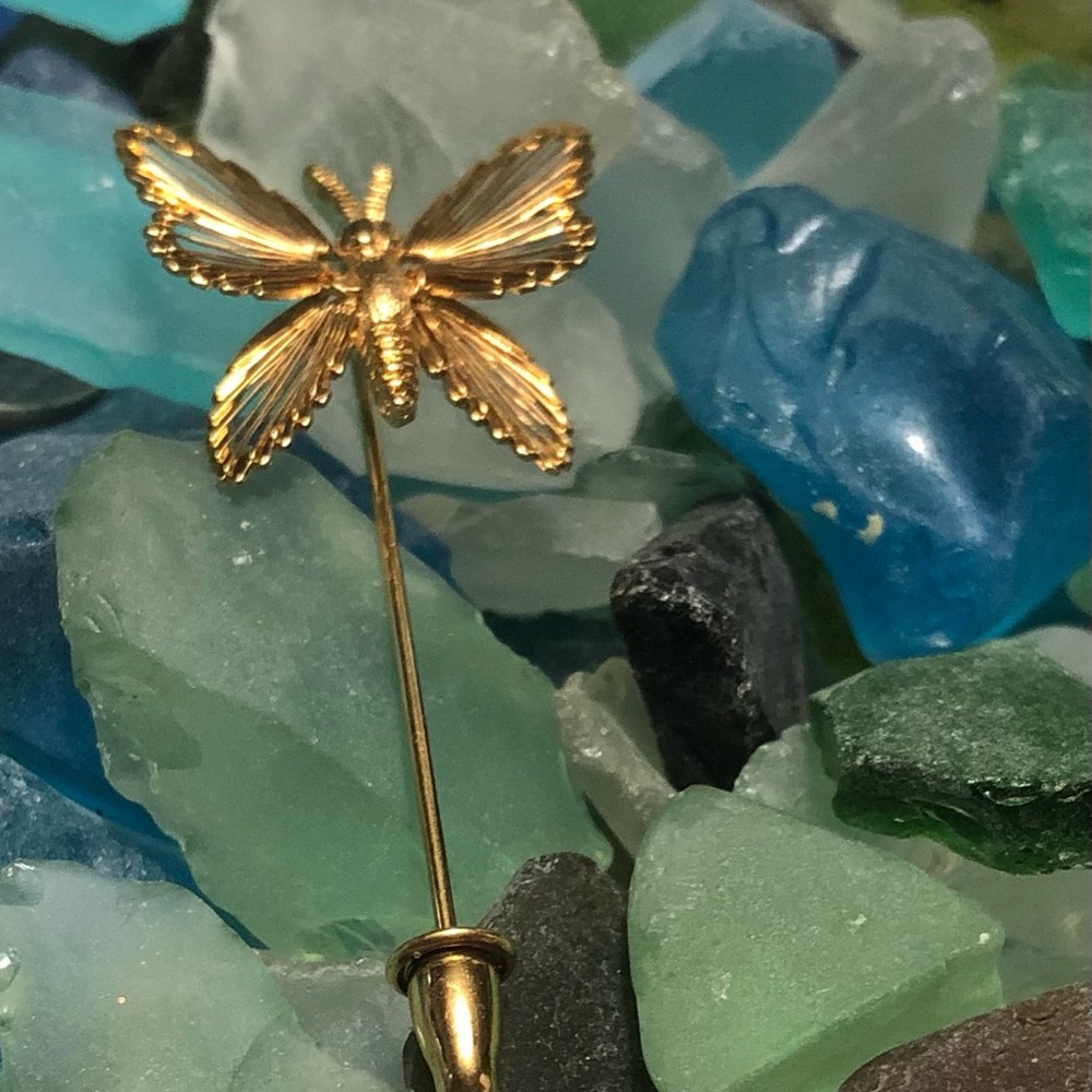 Monet © gold tone butterfly lapel pin..